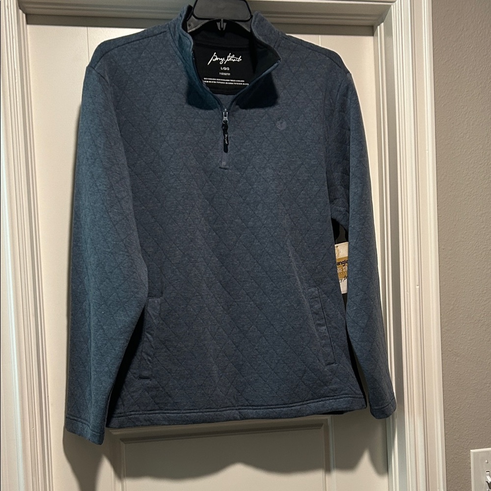 Perry Ellis Navy Quilted Half-Zip Pullover